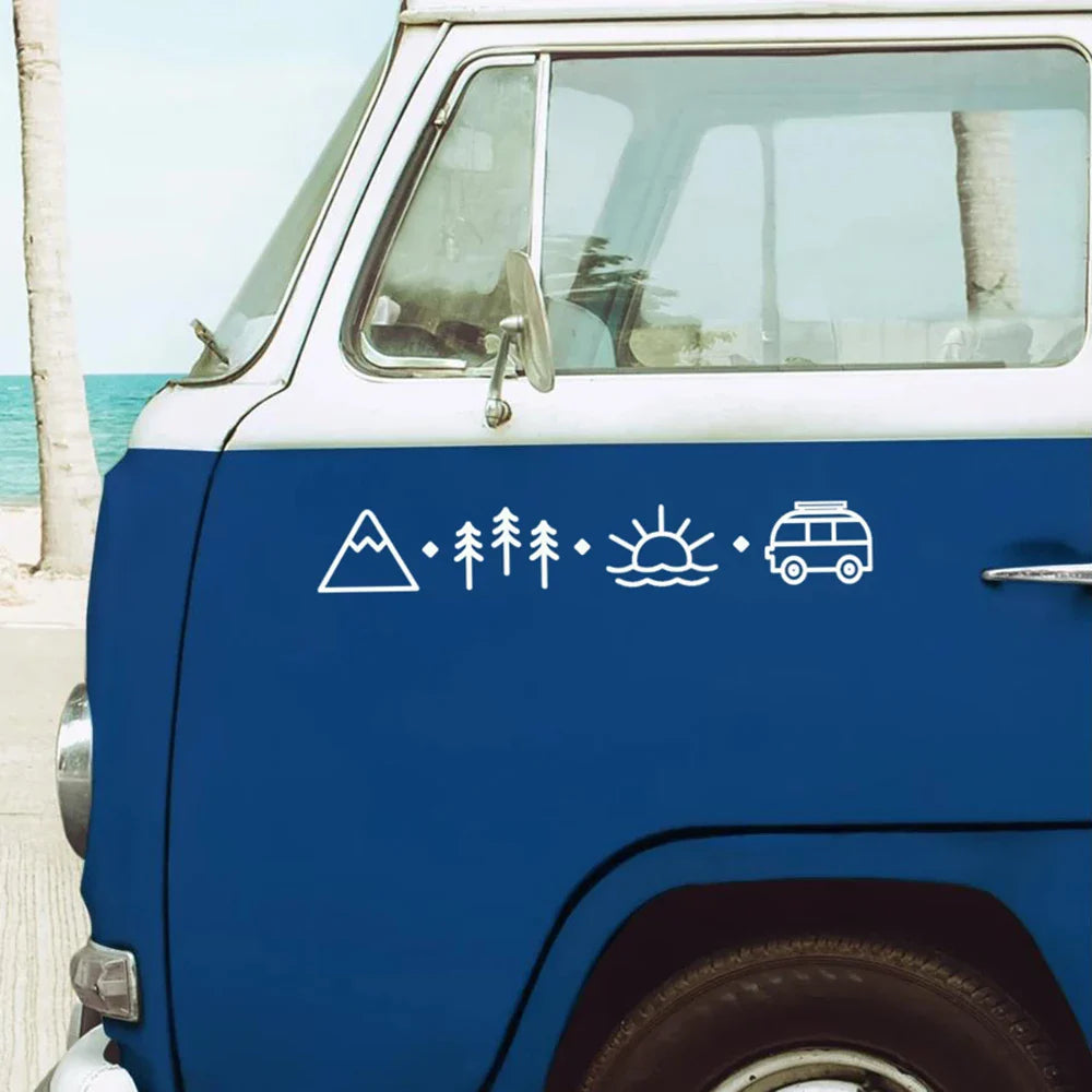 Auto stickers - Avontuurlijke serie met natuurlijke iconen voor je achterruit