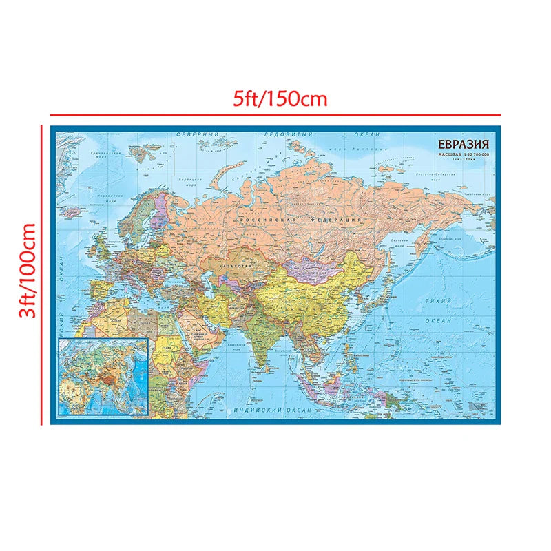 Wanddecoratie wereld kaart in natuurlijke tinten