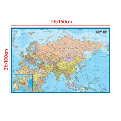 Wanddecoratie wereld kaart in natuurlijke tinten