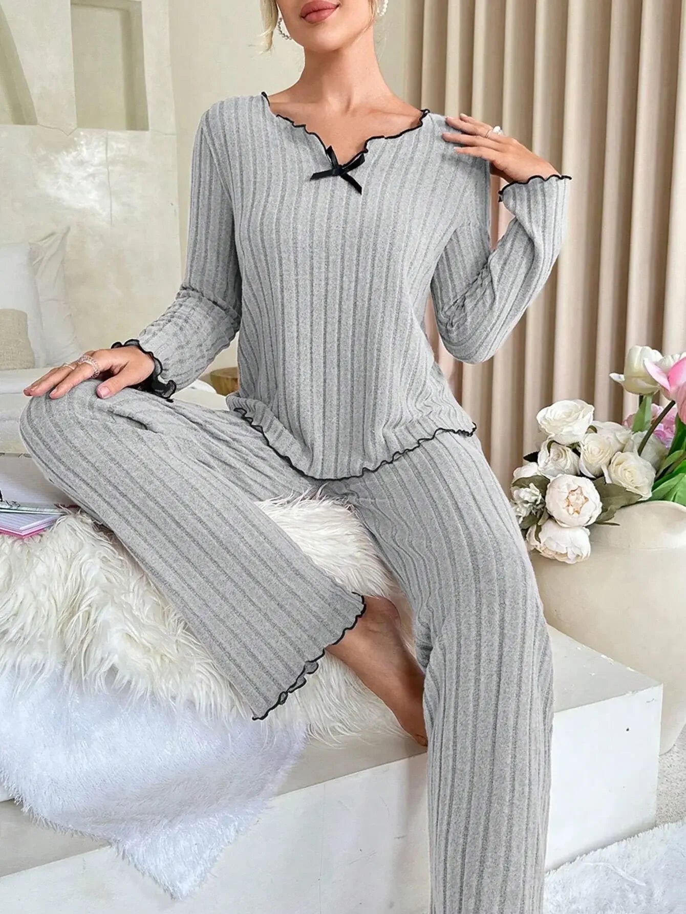 Dames pyjama met lange broek – Perfect voor de winter