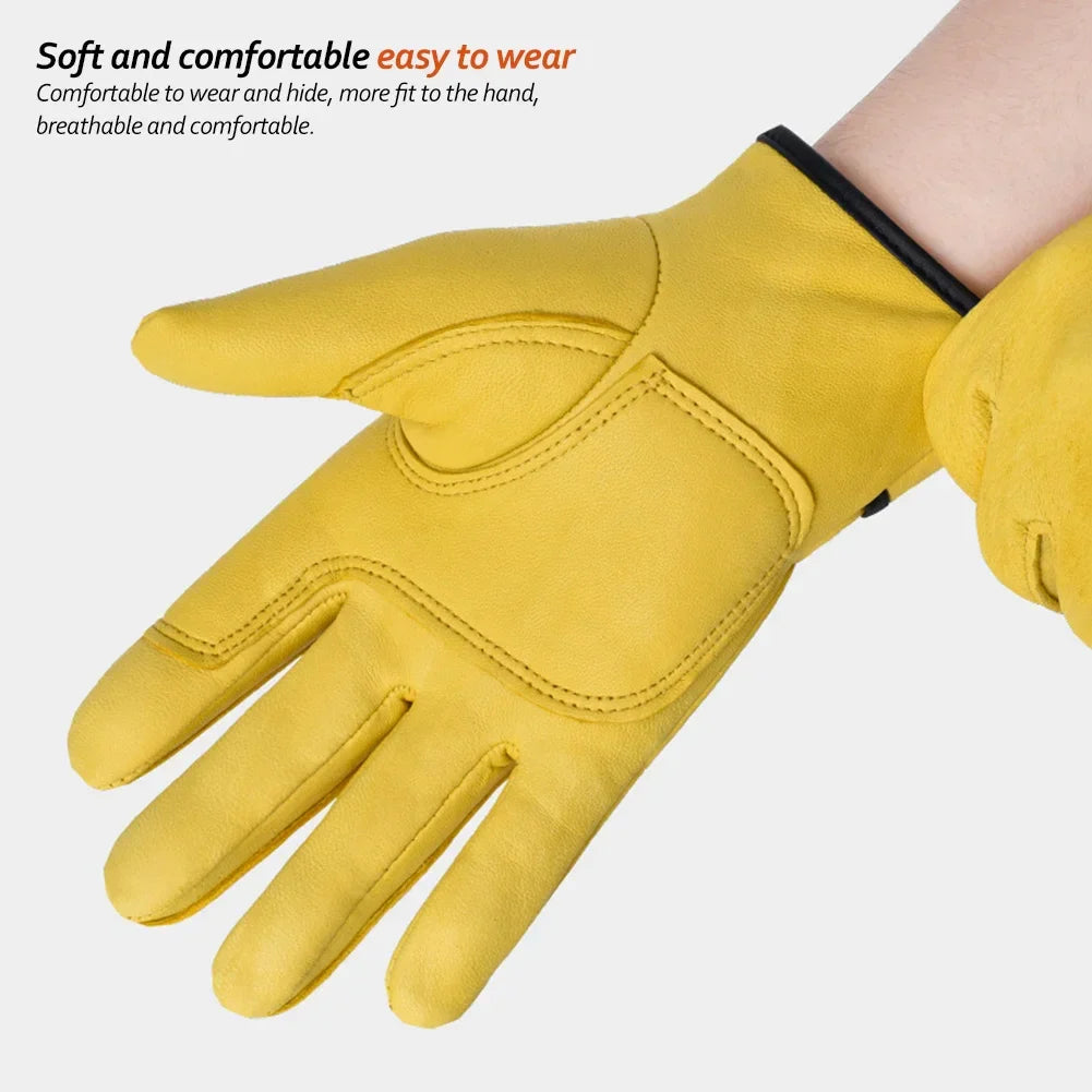 Lederen winterhandschoenen heren met fleecevoering