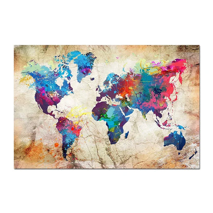 Wereldkaart op drie panelen – Voor een artistieke look