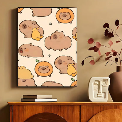 Poster met dieren in zachte kleuren