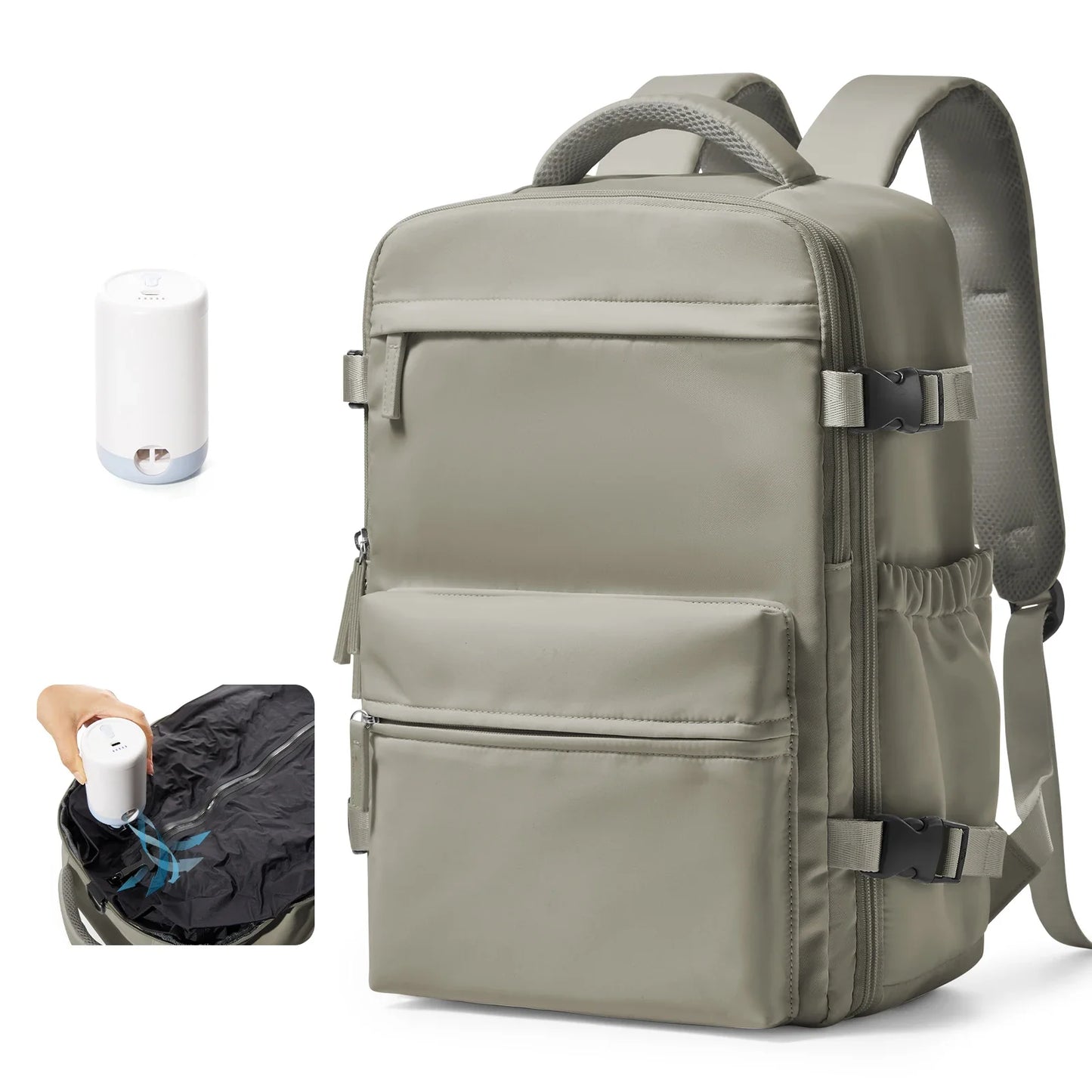 Handbagage rugzak met elastische zijvakken