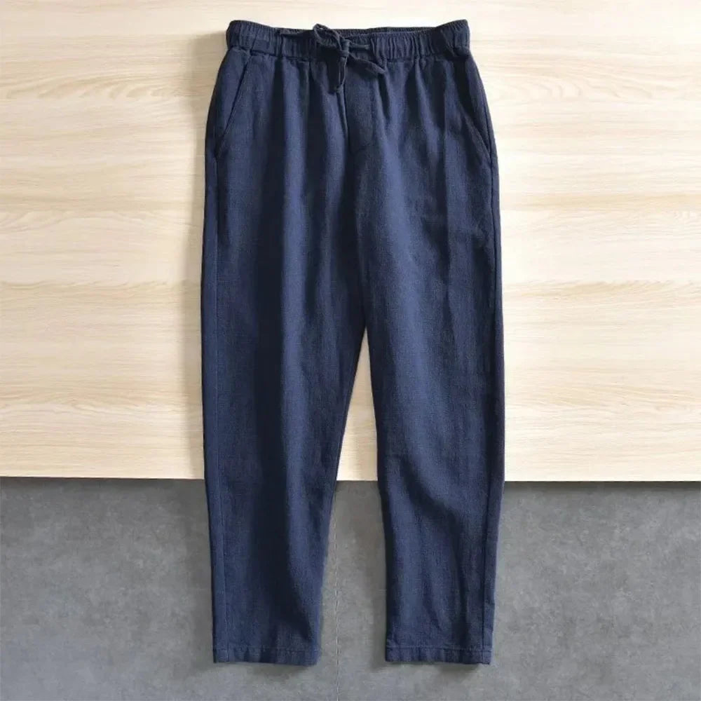 Linnen broek mannen met geruite structuur – Unieke look