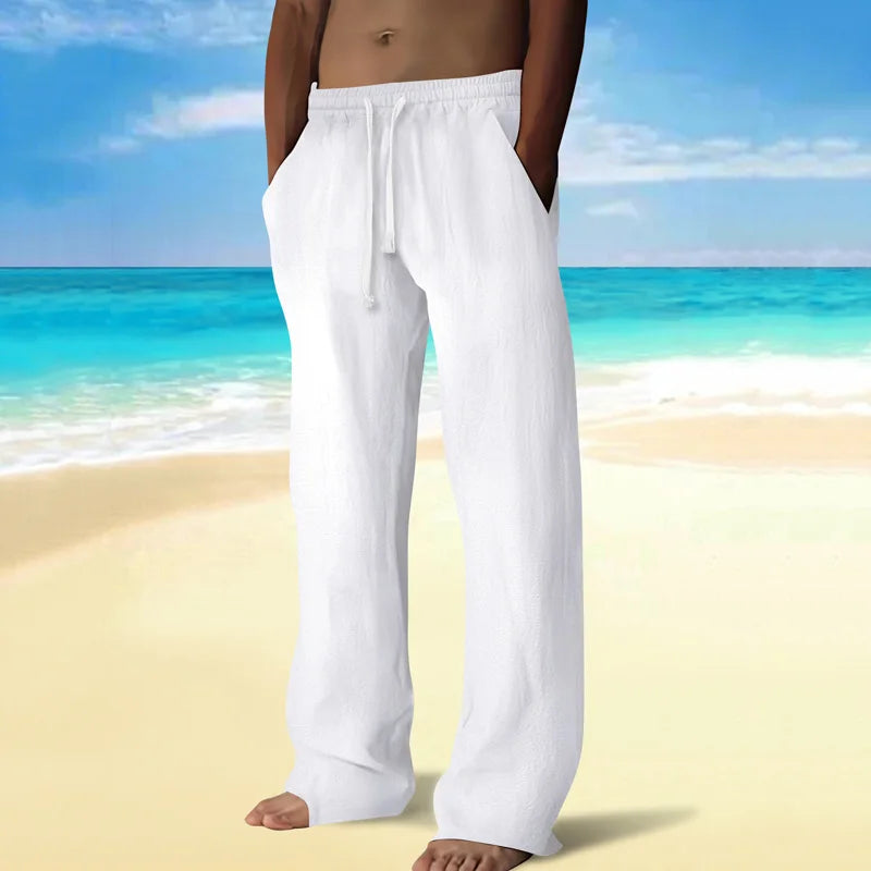 Linnen broek man met elastiek aan de enkel – Sportieve look
