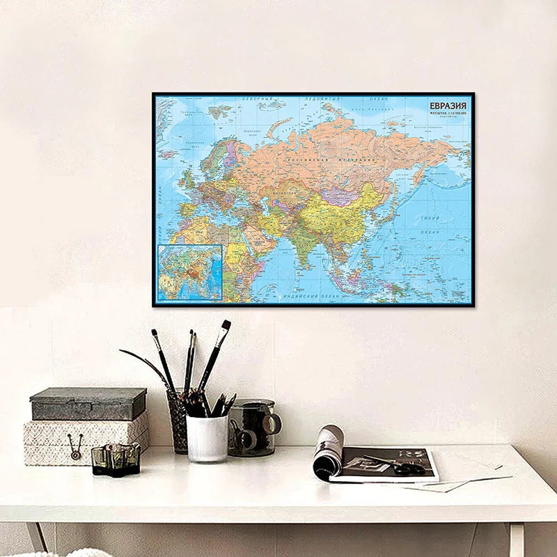Wereldkaart op canvas voor kantoor – Professioneel en decoratief