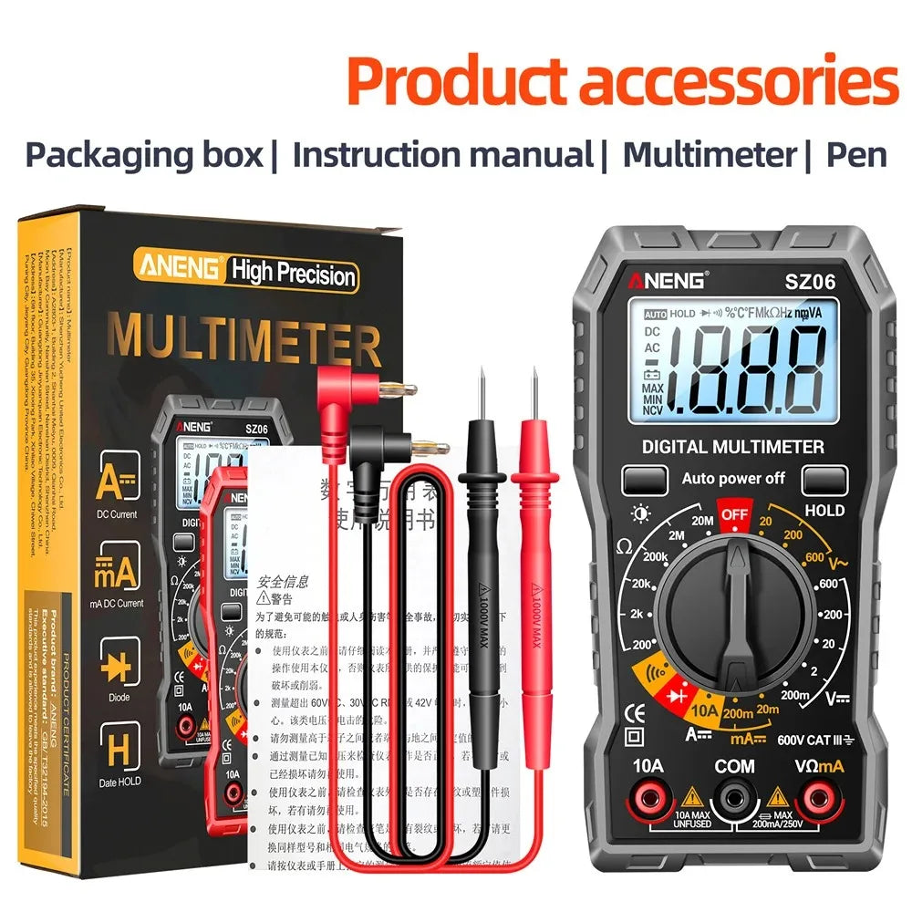 Multimeter met ingebouwde zekeringbeveiliging