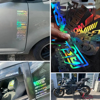 Auto stickers - Glanzende regenboog afwerking voor unieke achterruit decoratie