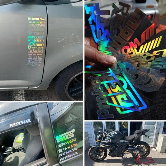Auto stickers - Glanzende regenboog afwerking voor unieke achterruit decoratie