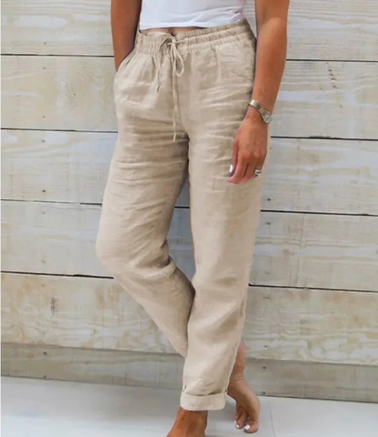H&M linnen broek dames cropped model – Luchtig en modern