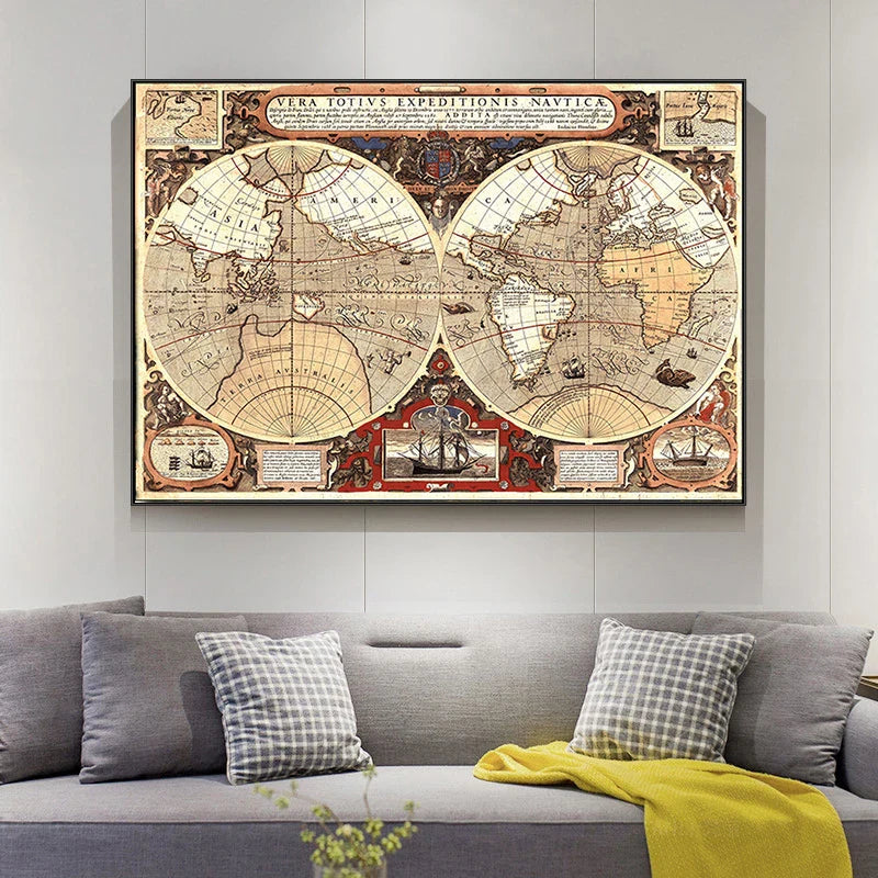 Grote wereldkaart wanddecoratie – Statement piece voor je ruimte