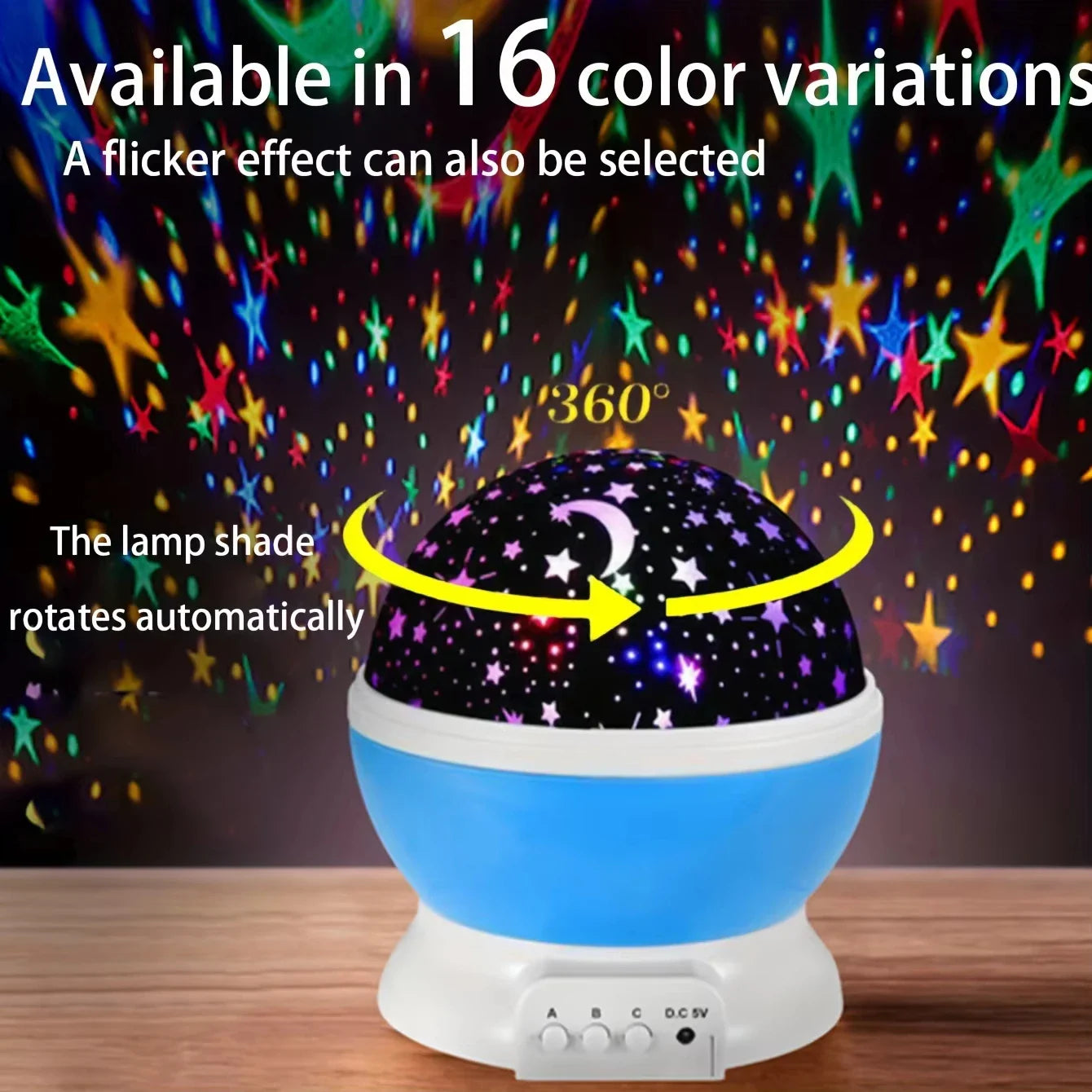 Minimalistische projector lamp met sterrenhemel