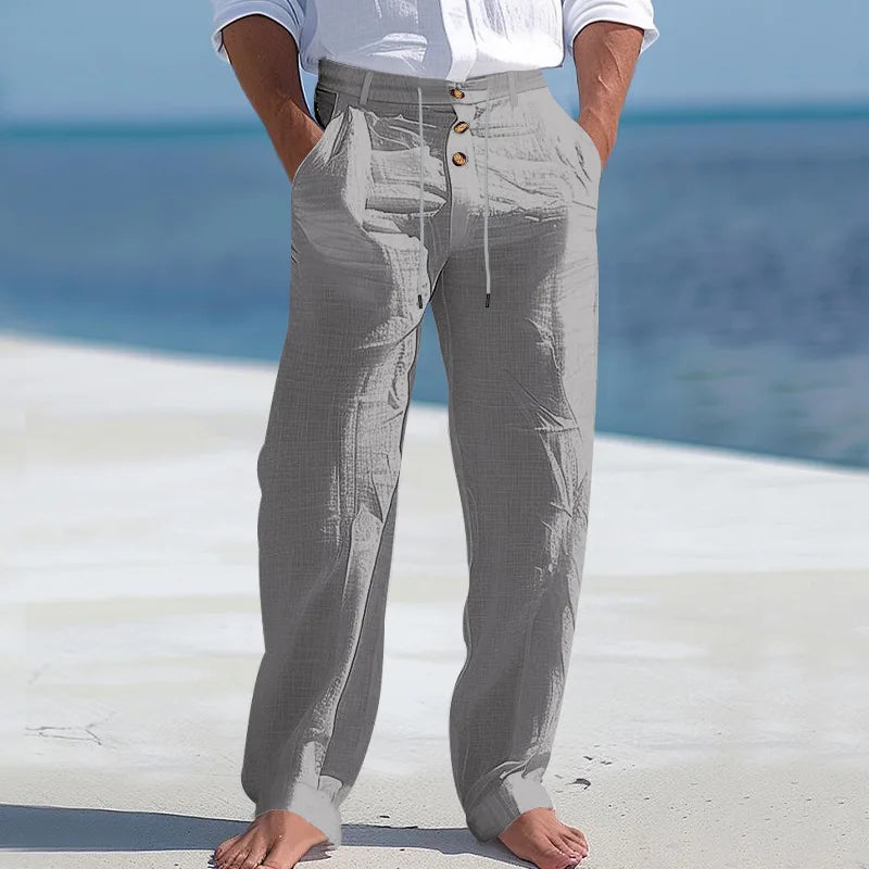 Linnen broek mannen met hoge taille – Trendy en klassiek