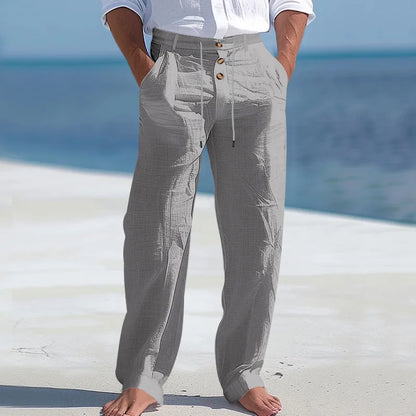Linnen broek mannen met hoge taille – Trendy en klassiek