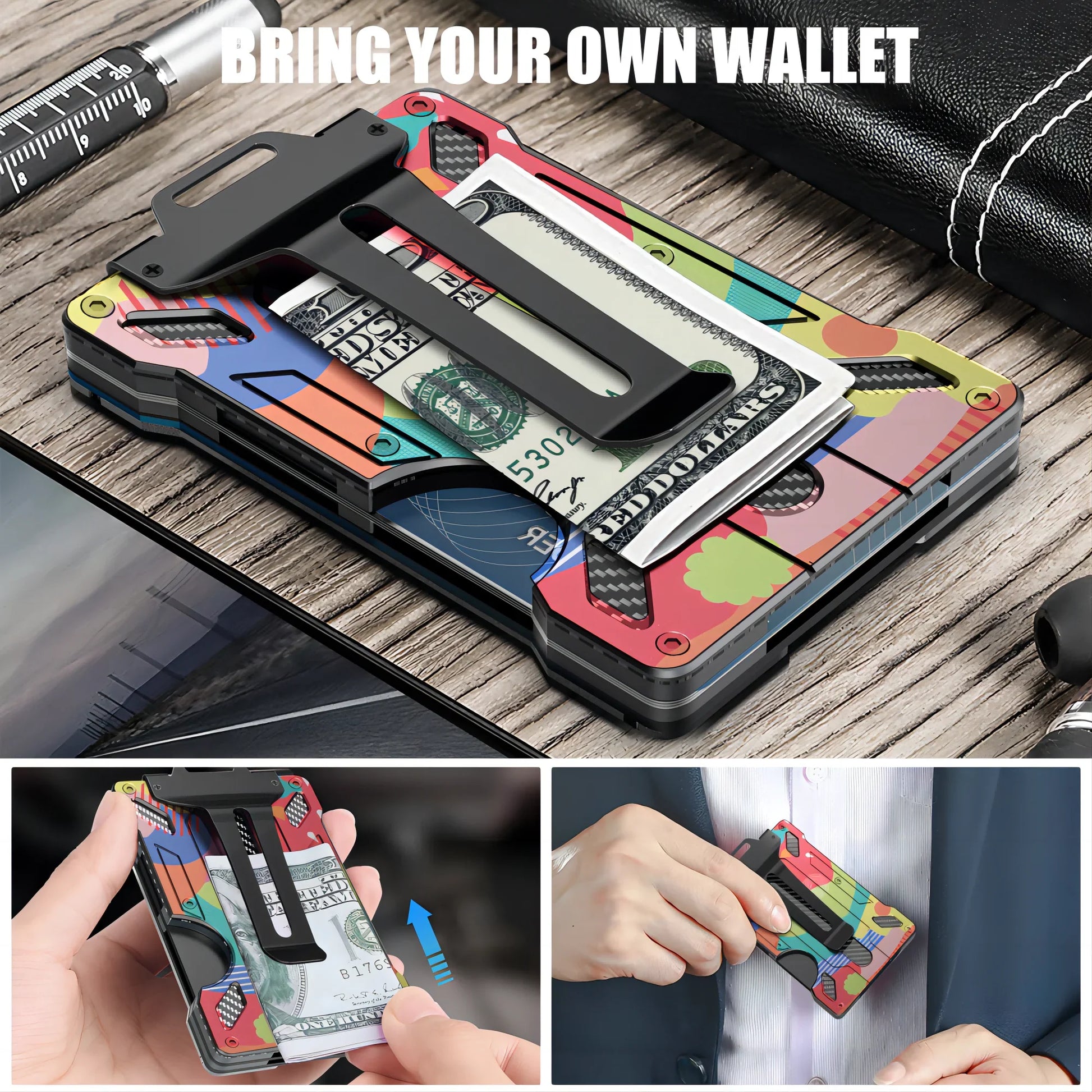 Pasjeshouder heren met clip – Voor briefgeld en pasjes