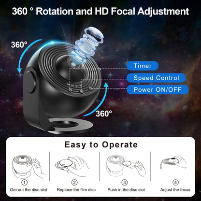 Multifunctionele projector lamp met sterrenhemel