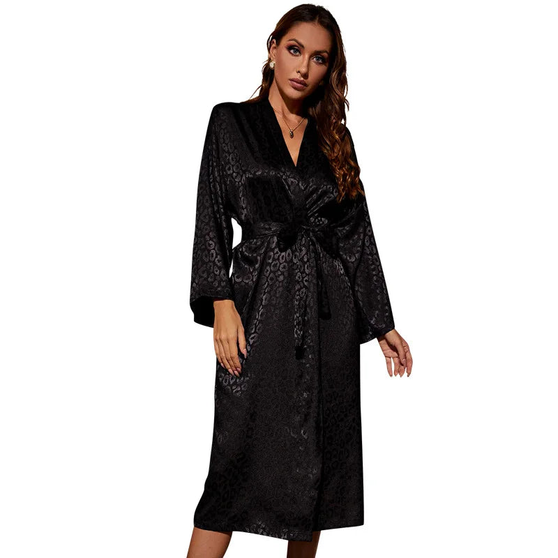 Ochtendjas voor dames - elegante zwarte zijde voor comfortabele ochtenden