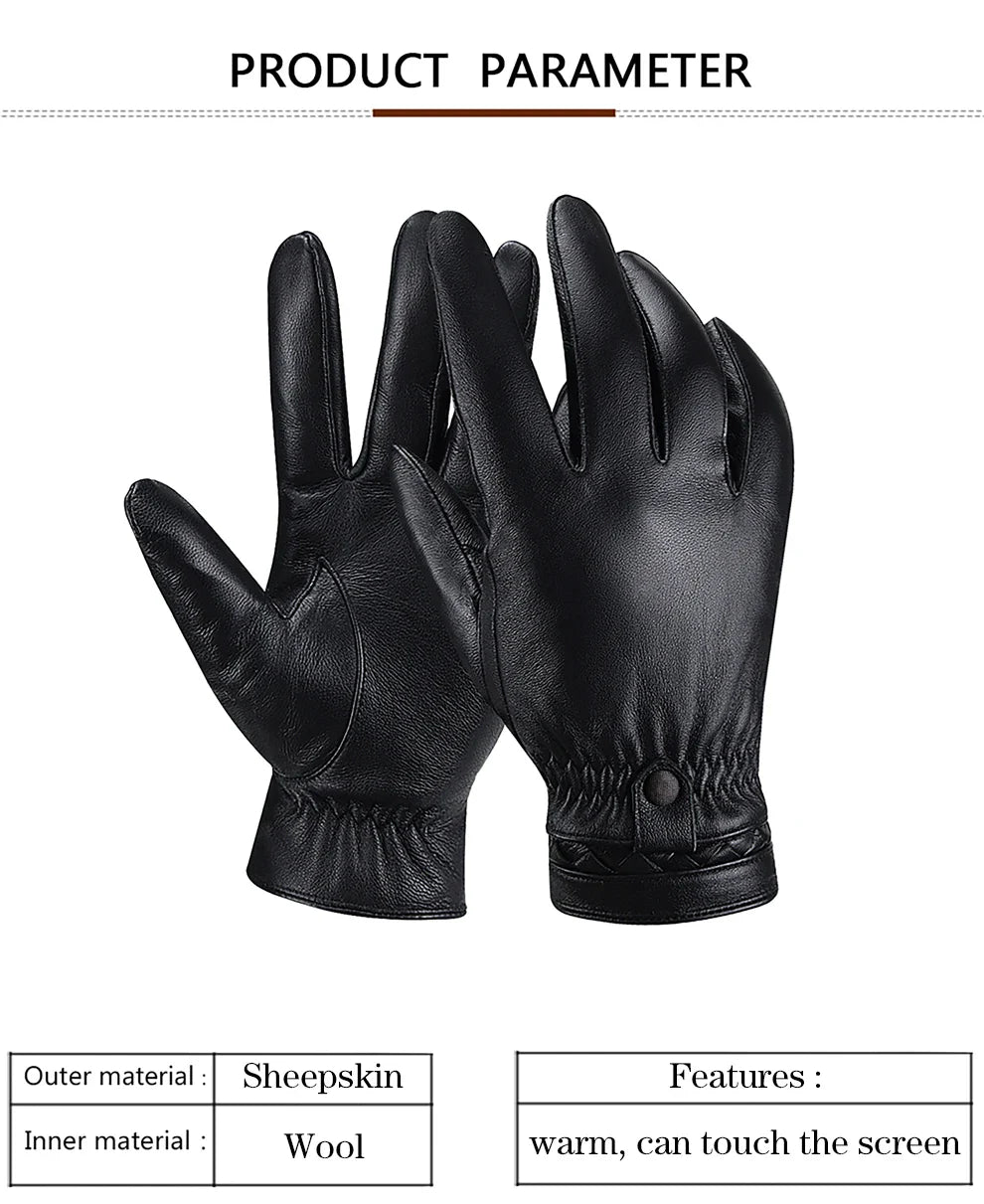 Luxe lederen herenhandschoenen met zachte fleece