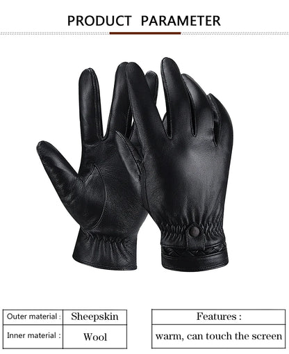 Luxe lederen herenhandschoenen met zachte fleece