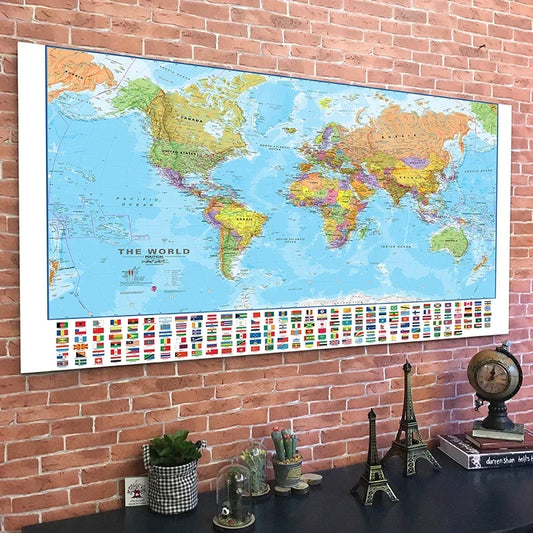 Wereldkaart op glasplaat – Modern en strak