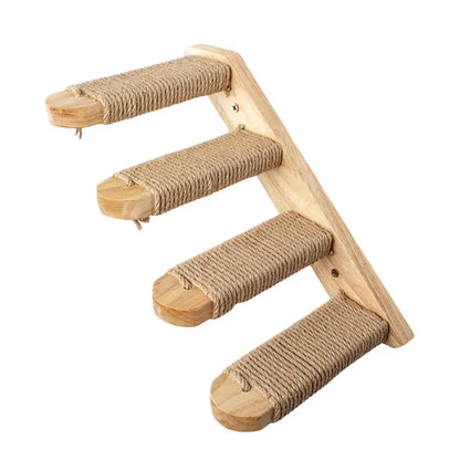 Houten kattenpaal met moderne vormen – Minimalistische charme