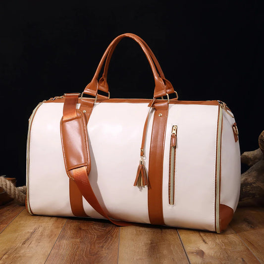 Compacte draagtas met leren details