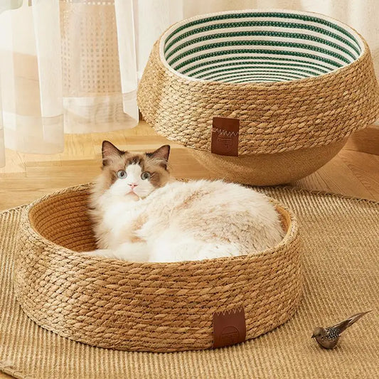 Ronde kattenmand groot met pluche – Zacht en warm