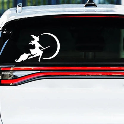 Auto stickers - Magische heks met regenboogkleuren voor unieke achterruitdecoratie