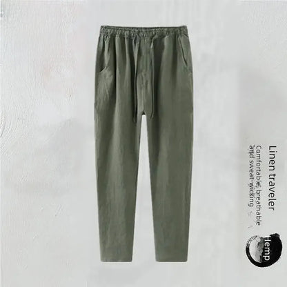 Linnen broek man met elastiek aan de enkel – Sportieve look