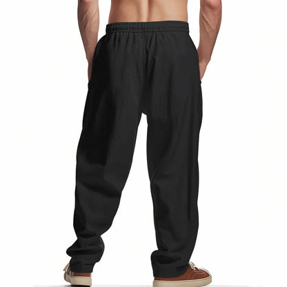 Linnen broek man met elastiek aan de enkel – Sportieve look
