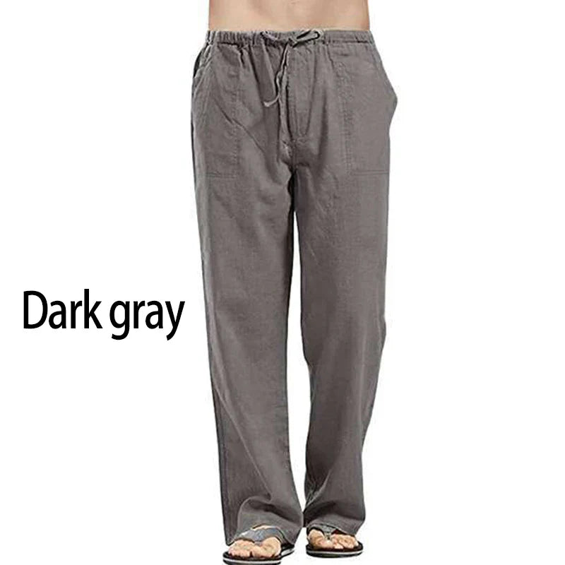 Linnen broek heren met zachte wassing – Relaxed effect