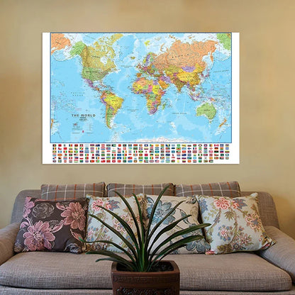 Wanddecoratie wereldkaart in Scandinavische stijl