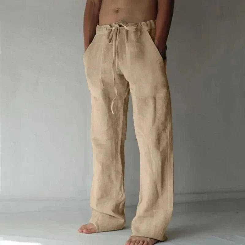 Linnen broek man in natuurlijke kleur – Voor een rustige look