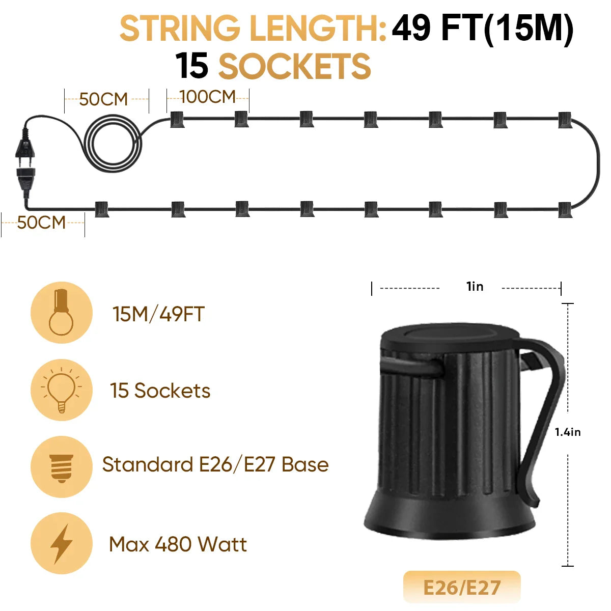 Licht slinger met koperen draad – Elegante look