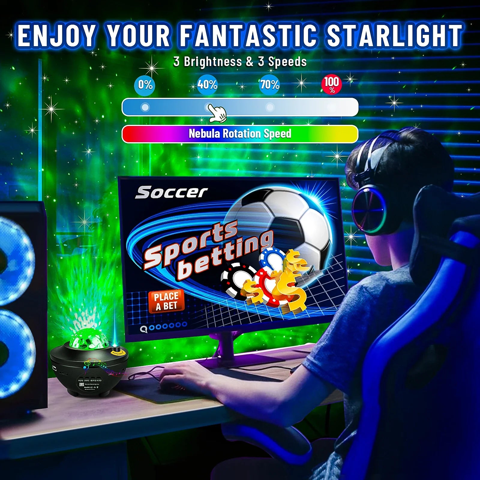 Sterrenhemel projector lamp met verschillende kleuren
