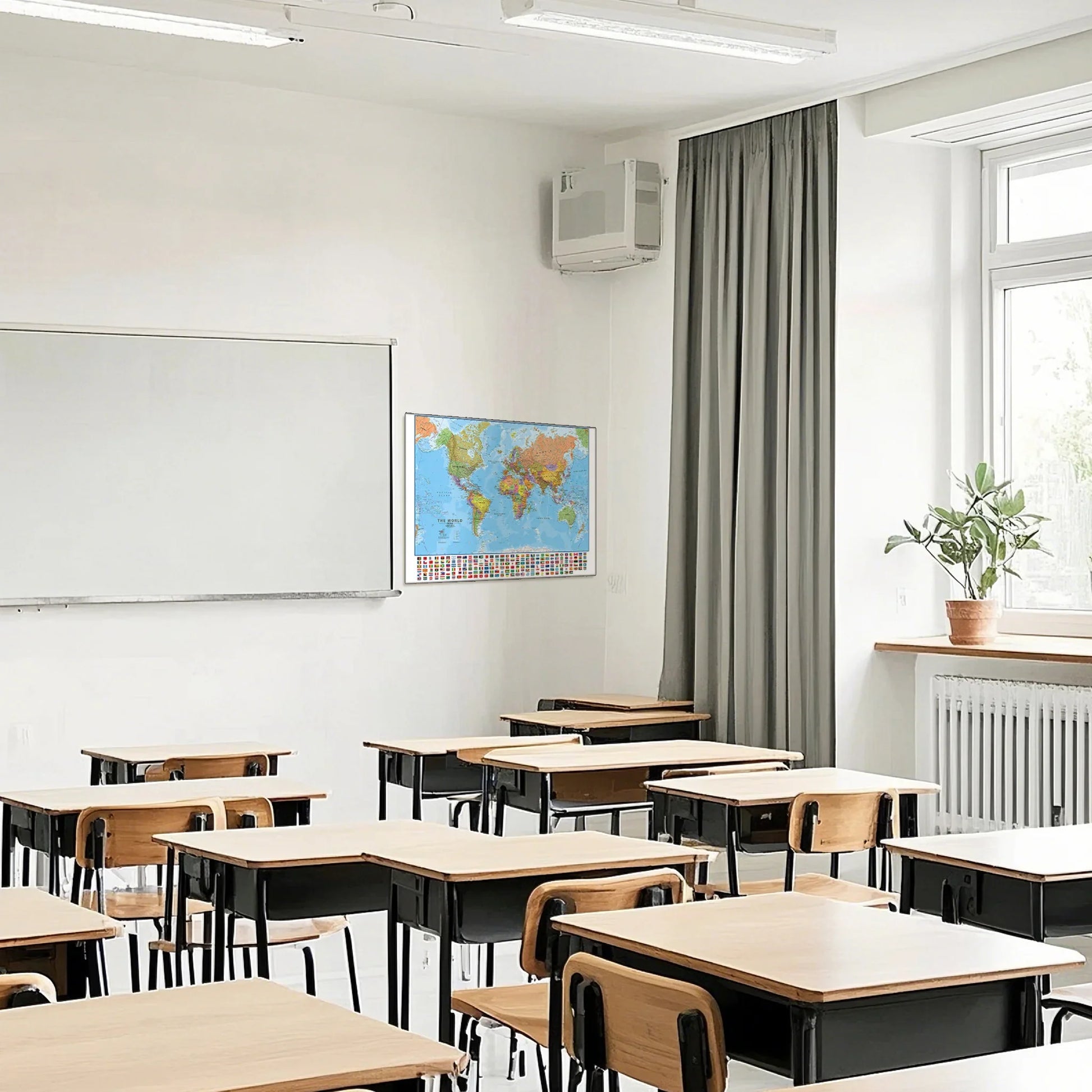 Wereldkaart met naamlabels per continent