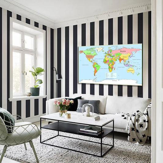 Wereldkaart op canvasdoek – Hoge kwaliteit print