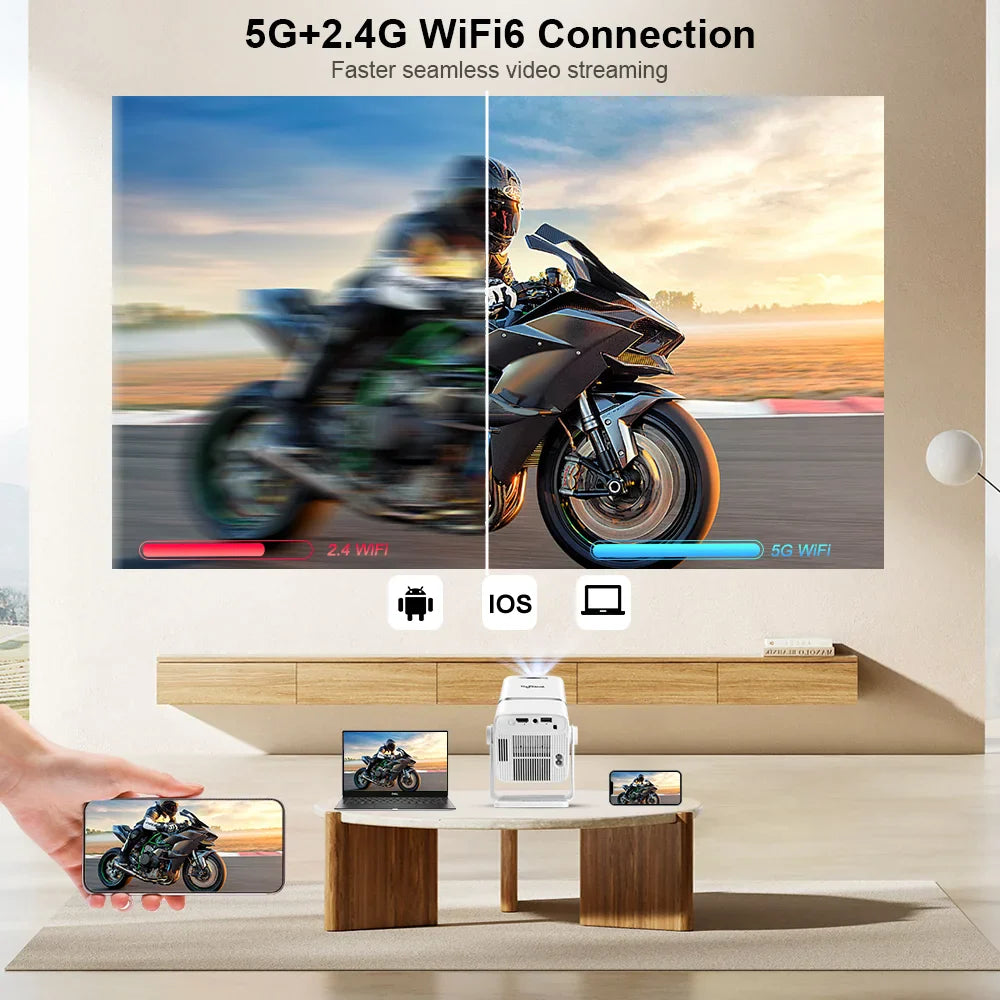 Mini projector voor op camping