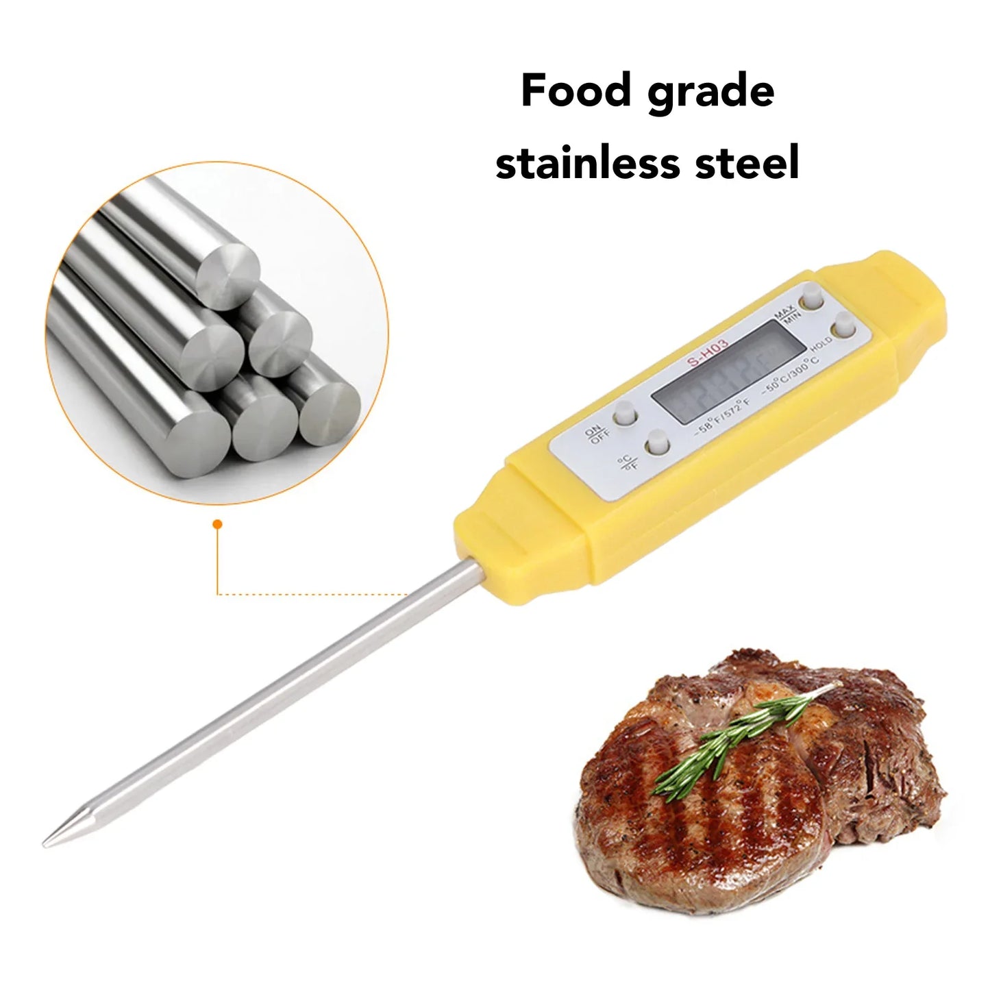 Kantelbare vleesthermometer voor veilig gebruik