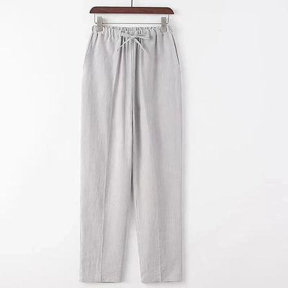 Linnen broek mannen met gerafelde zoom – Trendy afwerking
