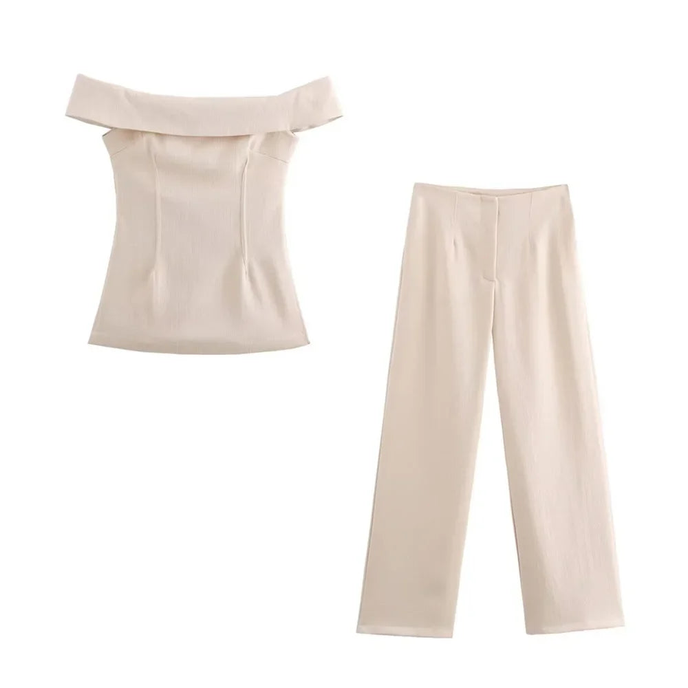 Feestelijk dames broekpak met diepe hals – Avondchic