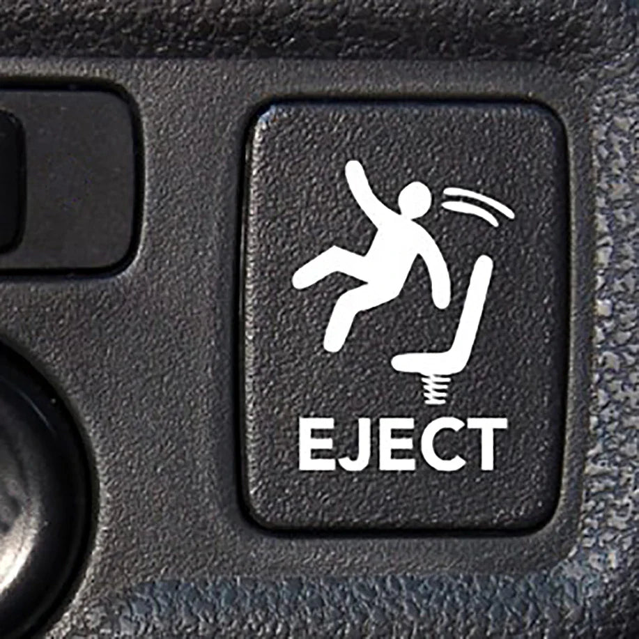 Auto stickers - Hilarische Eject-knop voor humor op de achterruit