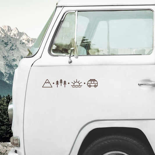 Auto stickers - Avontuurlijke serie met natuurlijke iconen voor je achterruit