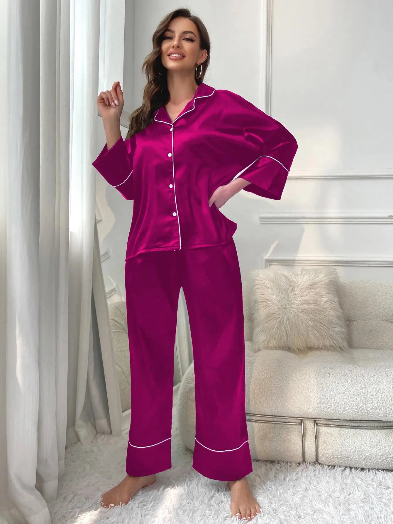 Dames pyjama winter met teddy voering
