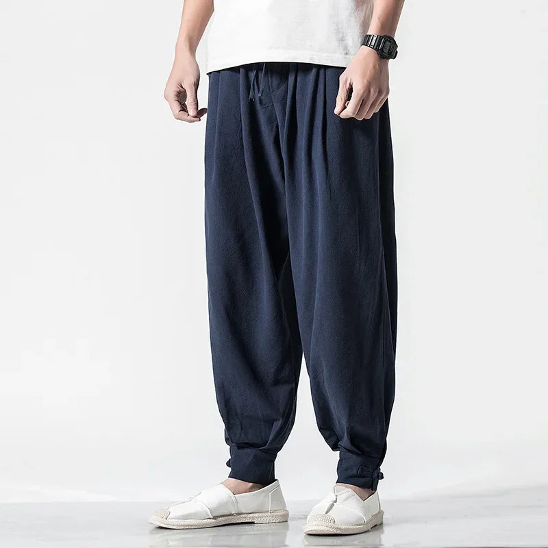 Linnenmix broek heren met verstelbare tailleband – Flexibel en netjes