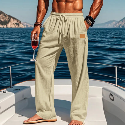 Linnen broek man met elastiek aan de enkel – Sportieve look