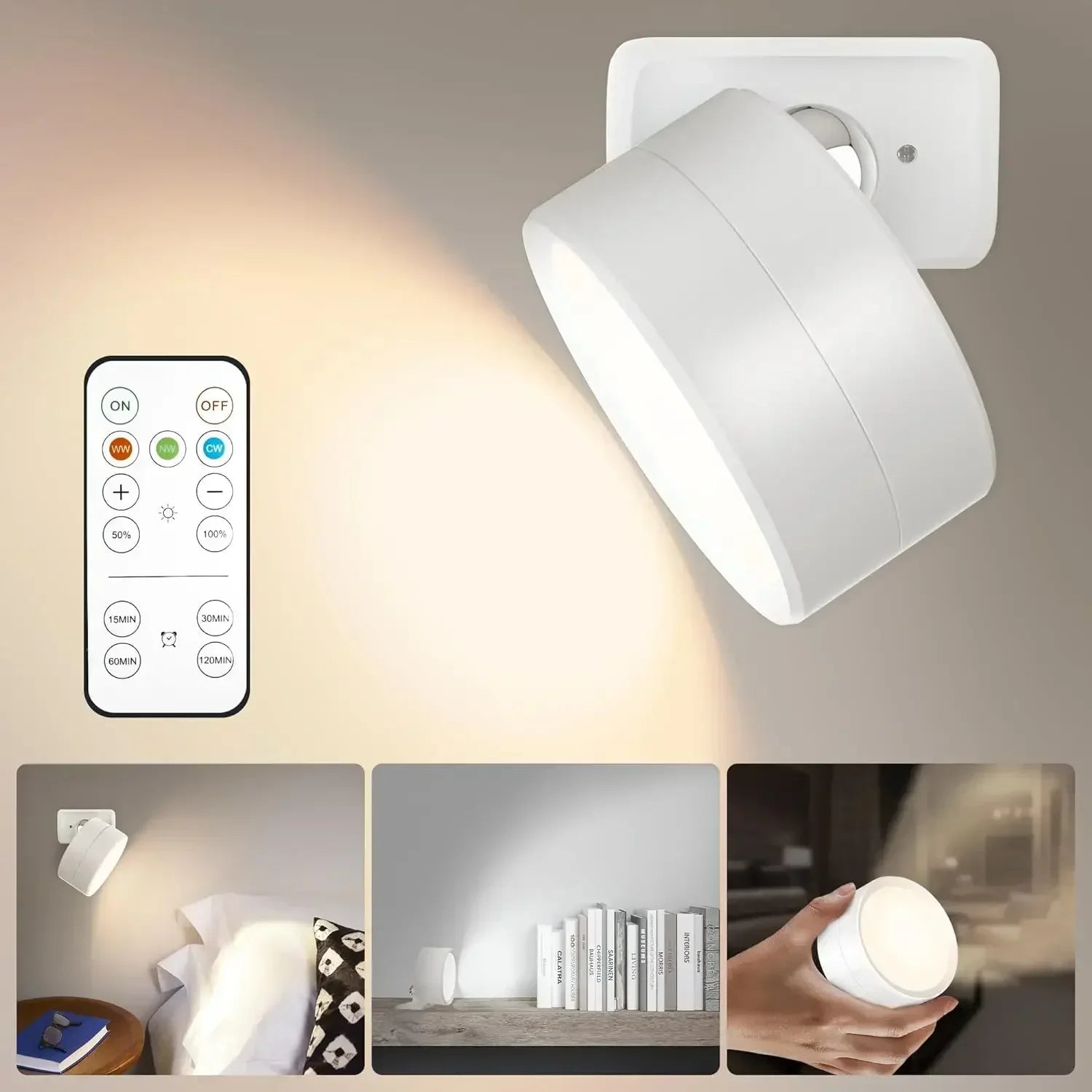 Wandlamp op batterijen met design kap – Voor decoratie en licht
