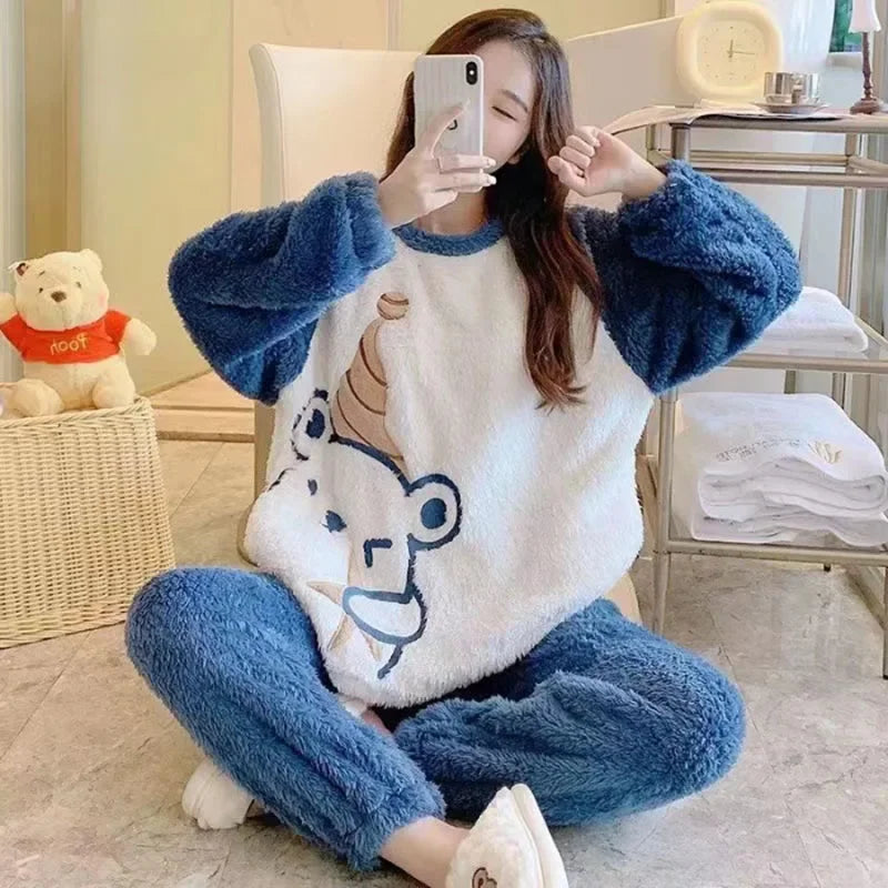 Dames pyjama winter met warme stof