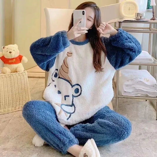 Dames pyjama winter met warme stof
